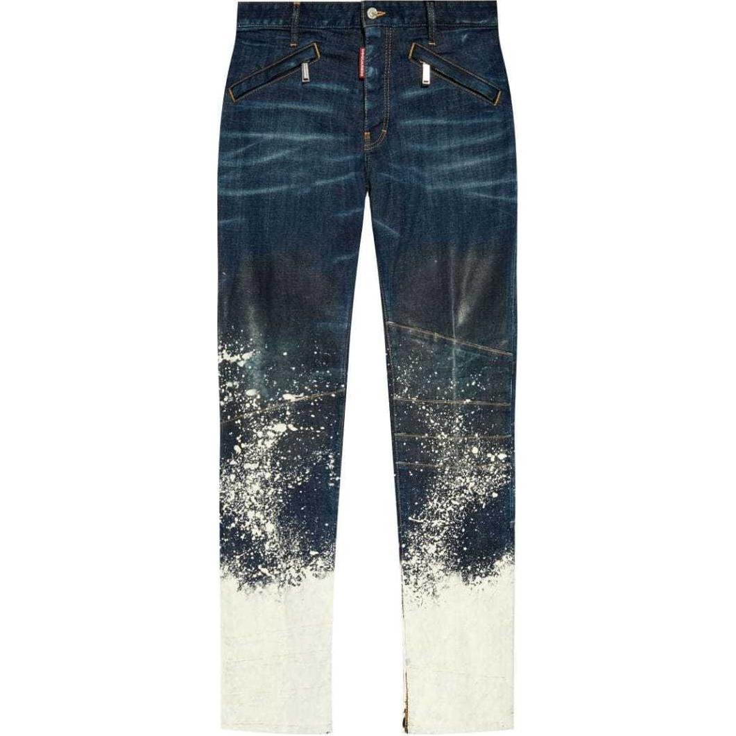 DSQUARED2 FW24 Splatter Mid-Rise Straight Jeans Men Blue S71LB1532S30342