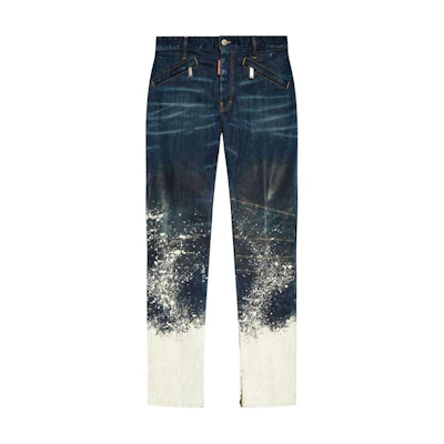 DSQUARED2 FW24 Splatter Mid-Rise Straight Jeans Men Blue S71LB1532S30342
