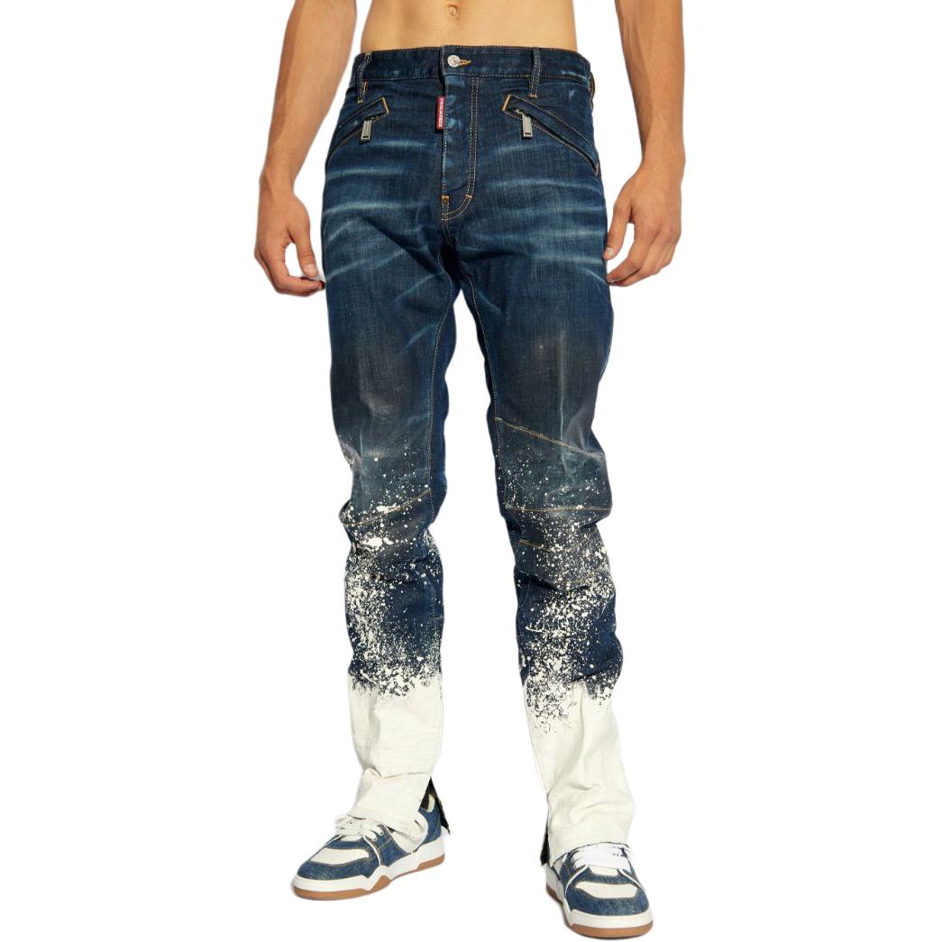 DSQUARED2 FW24 Splatter Mid-Rise Straight Jeans Men Blue S71LB1532S30342 圖 3