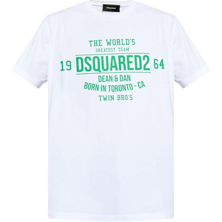 DSQUARED2 FW24 White Logo Print Crew Neck Short Sleeve Tee for Men S71GD1459D20014-White