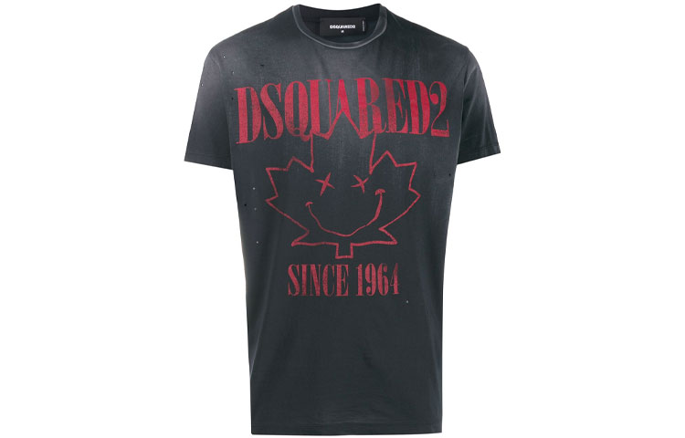 DSQUARED2 Gradient Logo Print Crew Neck  T-Shirt Black S71GD0830S21600-900