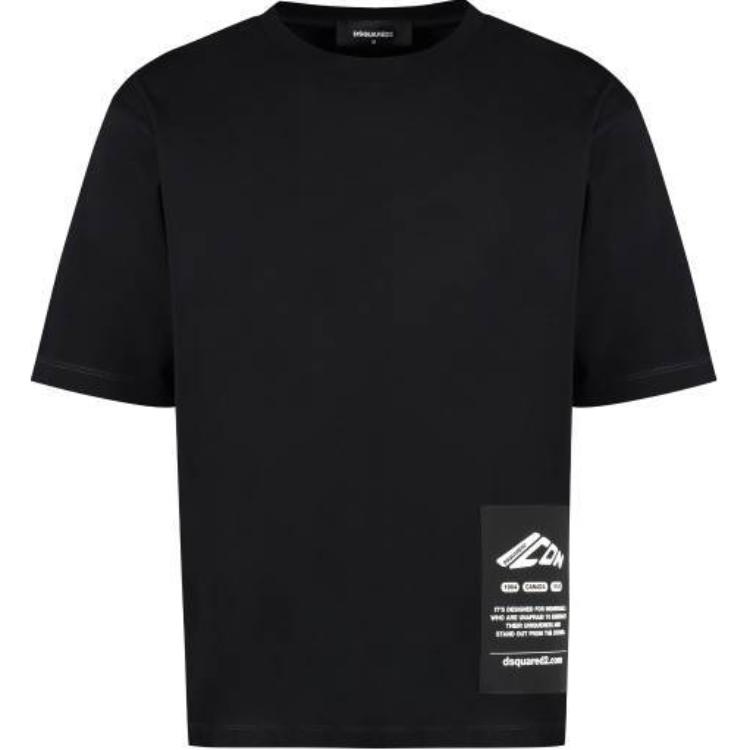 Order DSQUARED2 男士黑色宽松版印花短袖圆领T恤 S79GC0101D20033-900