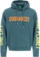 Dsquared2 Green Logo Print Drawstring Hoodie S78GU0065S25568-610 Dsquared2 Green Logo Print Drawstring Hoodie S78GU0065S25568-610