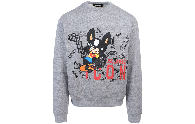 Dsquared2 Grey Cartoon Letter Print Pullover Crewneck Sweatshirt Men S79GU0067S25477-860