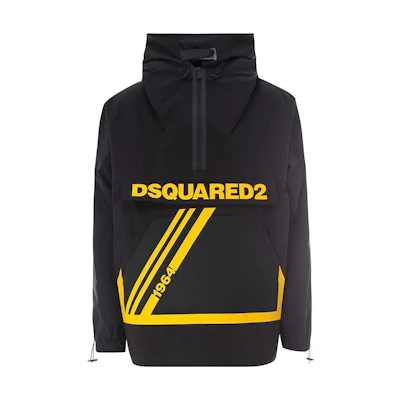 DSQUARED2 Half-Zip Hoodie Jacket with Logo Print Black . S74AM1140S53578-900