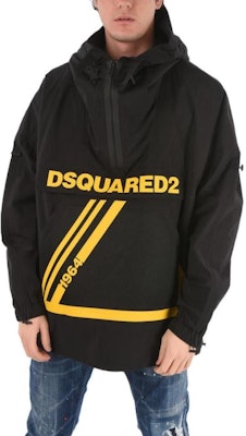 DSQUARED2 ハーフジップ フーディジャケット ロゴプリント ブラック S74AM1140S53578-900 Shop DSQUARED2 ハーフジップ フーディジャケット ロゴプリント ブラック S74AM1140S53578-900