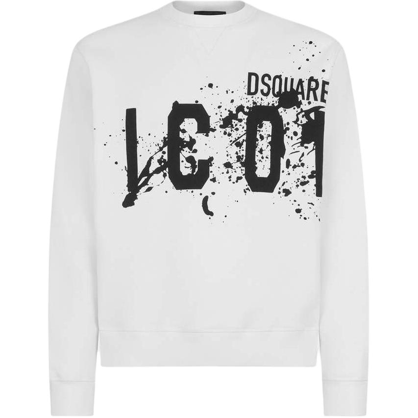 Dsquared2 Icon Splash Cool Fit Crewneck Sweatshirt White Loose Fit. S79GU0114S25516-100
