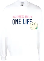 Dsquared2 Letter Smiley Print Crewneck Sweatshirt White S78GU0055S25535-100 Dsquared2 Letter Smiley Print Crewneck Sweatshirt White S78GU0055S25535-100