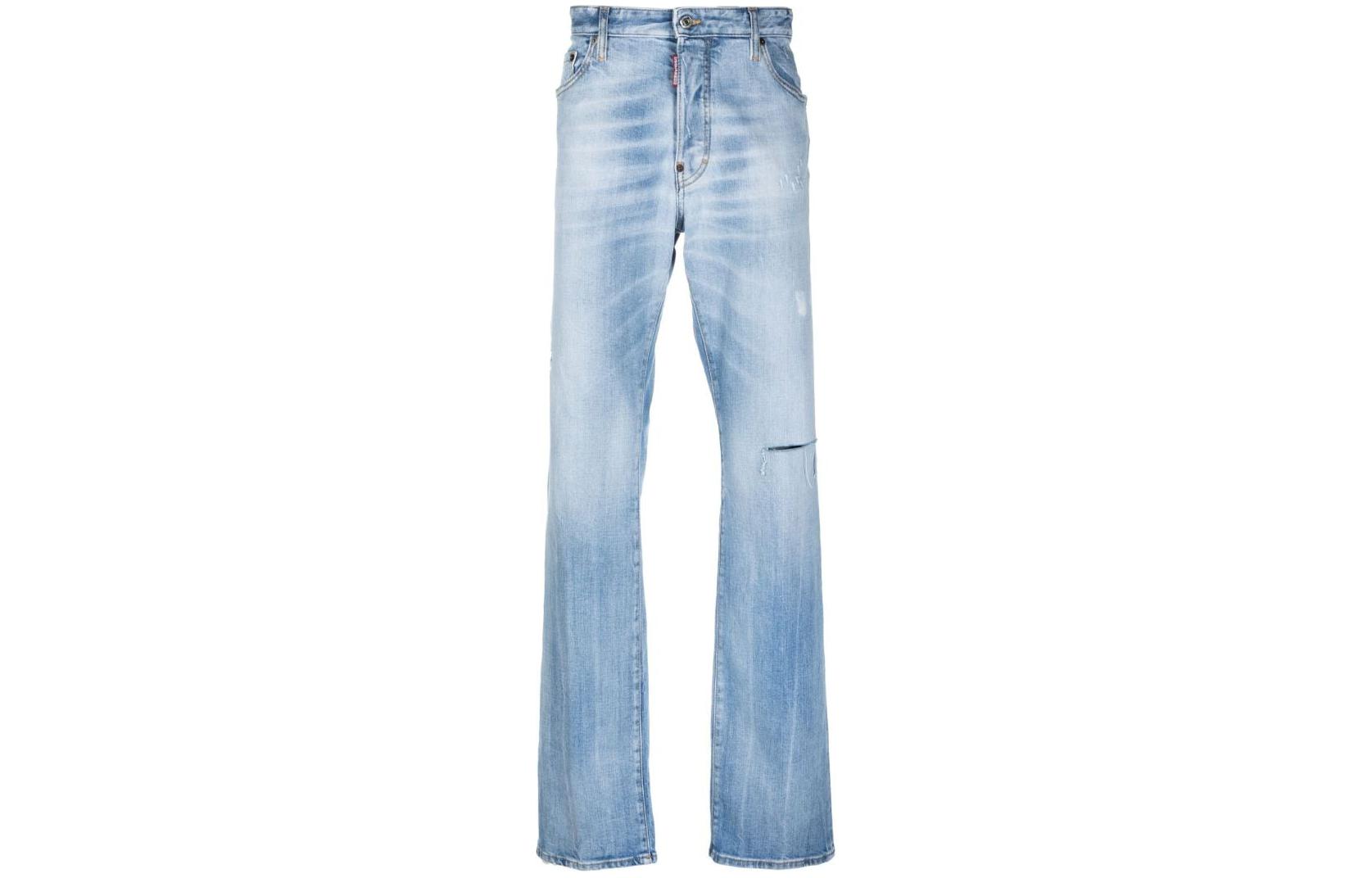 DSQUARED2 Light Blue Distressed Low-Rise Straight Jeans for Men. S74LB1353S30663-470 圖 2