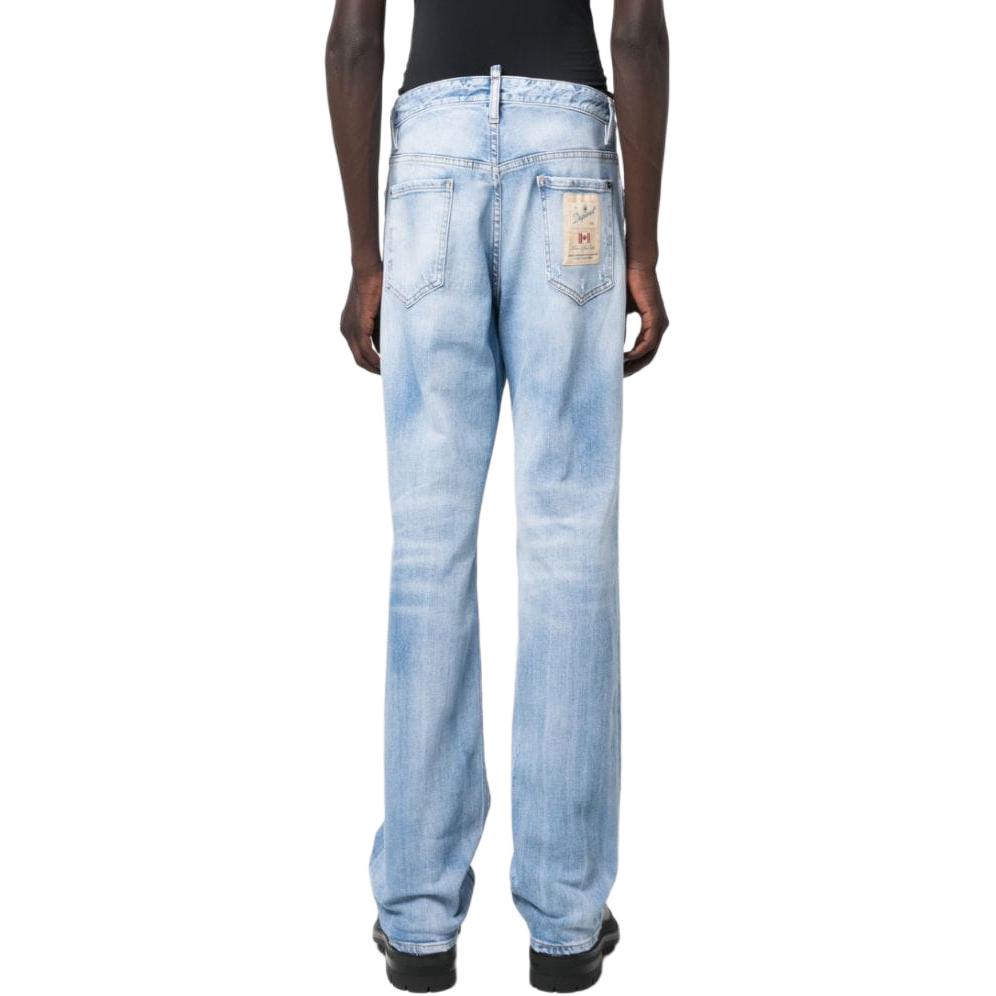DSQUARED2 Light Blue Distressed Low-Rise Straight Jeans for Men. S74LB1353S30663-470 圖 4