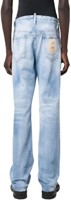 DSQUARED2 Light Blue Distressed Low-Rise Straight Jeans for Men. S74LB1353S30663-470 Shop DSQUARED2 Light Blue Distressed Low-Rise Straight Jeans for Men. S74LB1353S30663-470