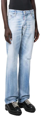 DSQUARED2 Light Blue Distressed Low-Rise Straight Jeans for Men. S74LB1353S30663-470 Purchase DSQUARED2 Light Blue Distressed Low-Rise Straight Jeans for Men. S74LB1353S30663-470