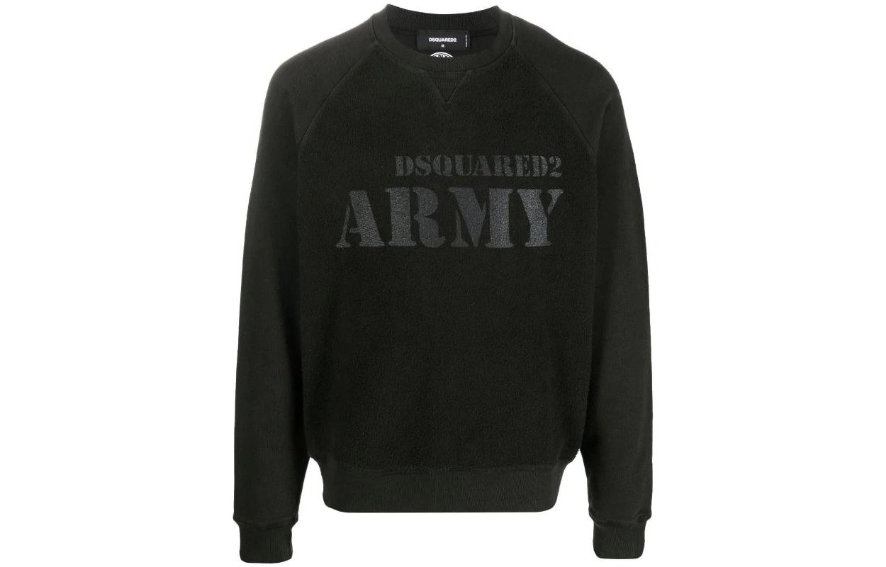 Order DSQUARED2 Logo Crewneck Pullover Sweater Santai Pria Warna Hitam S71GU0544S25556-697