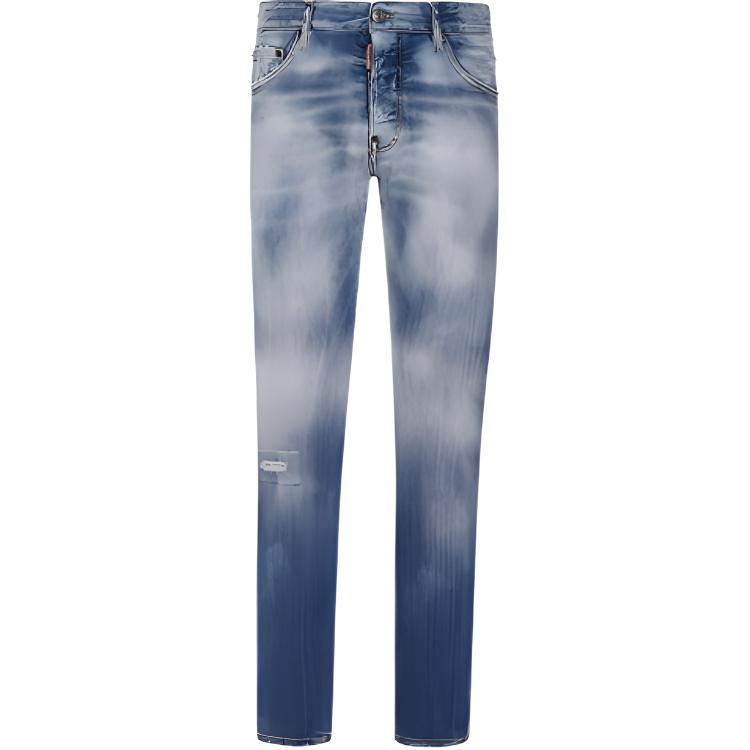 DSQUARED2 Logo Distressed Slim Fit Washed Blue Jeans for Men. S71LB0901S30342-470