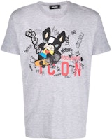 DSQUARED2 Logo Graffiti Cartoon Print Grey Short Sleeve T-Shirt Casualwear. S79GC0045S22146-857 DSQUARED2 Logo Graffiti Cartoon Print Grey Short Sleeve T-Shirt Casualwear. S79GC0045S22146-857