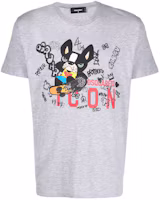 Order DSQUARED2 Logo Graffiti Cartoon Print Grey Short Sleeve T-Shirt Casualwear. S79GC0045S22146-857