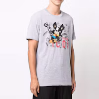 Shop DSQUARED2 Logo Graffiti Cartoon Print Grey Short Sleeve T-Shirt Casualwear. S79GC0045S22146-857