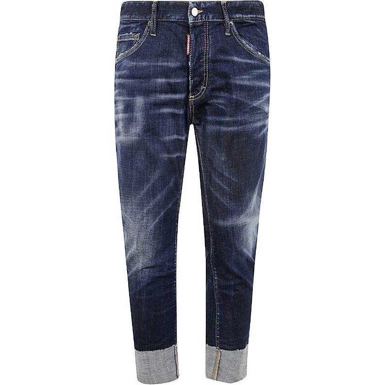 DSQUARED2 Logo Mid-Rise Zip Jeans Men Dark Blue S74LB1590S30664-470