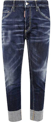 DSQUARED2 Logo Celana Jeans Pria Mid-Rise Dark Blue dengan Resleting. S74LB1590S30664-470 Buy DSQUARED2 Logo Celana Jeans Pria Mid-Rise Dark Blue dengan Resleting. S74LB1590S30664-470