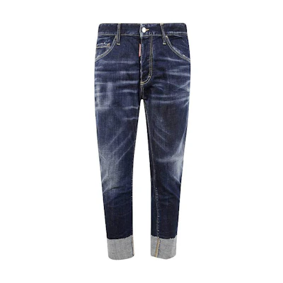 DSQUARED2 Logo Mid-Rise Zip Jeans Men Dark Blue S74LB1590S30664-470