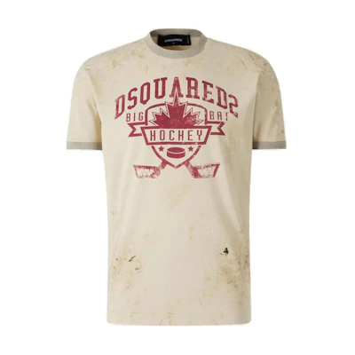 DSQUARED2 Logo Print Crew Neck Short Sleeve T-Shirt Khaki - Men’s S71GD1446D20035-112