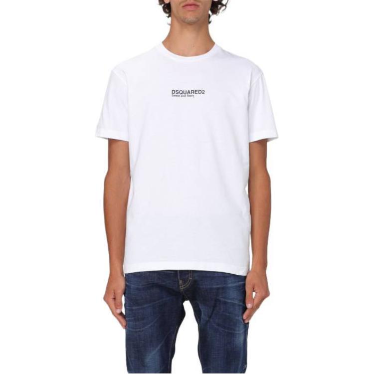 Lookbook DSQUARED2 ロゴプリント クルーネック 半袖 Tシャツ ホワイト S74GD0946D20020-100