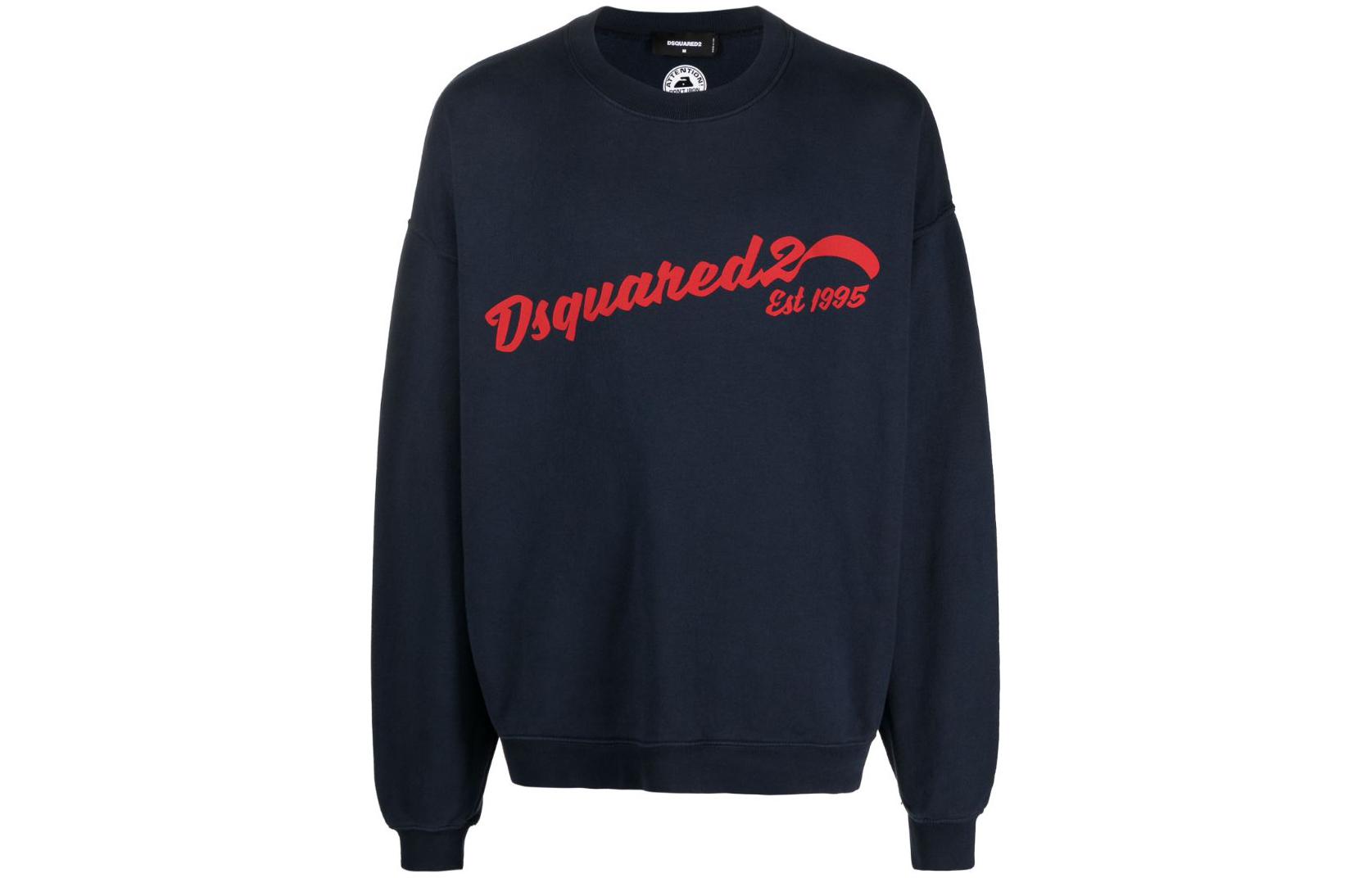 Dsquared2 Logo Print Crewneck Loose Sweatshirt Blue (). S74GU0768S25539-470