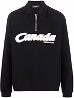 Dsquared2 Logo Print Half-Zip Collared Sweatshirt Black S74GU0714S25551-900 Dsquared2 Logo Print Half-Zip Collared Sweatshirt Black S74GU0714S25551-900
