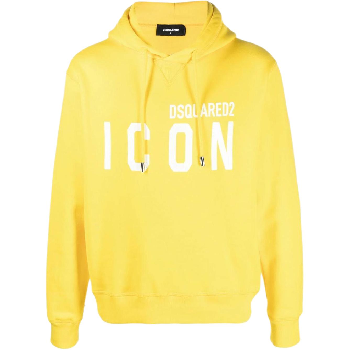 Dsquared2 Logo Print Hoodie Yellow - Pullover Fit S79GU0003S25516-171