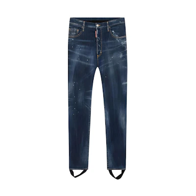DSQUARED2 Logo Print Stirrup Jeans Blue S71LB0660S30342-470