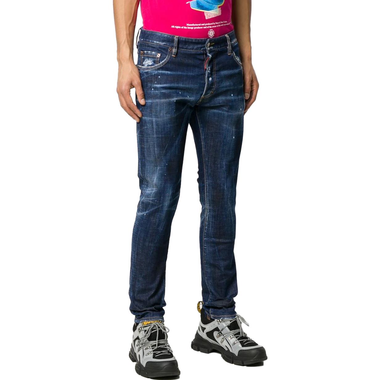 Details for Jeans DSQUARED2 con Estampado de Logo y Tirantes Azul S71LB0660S30342-470