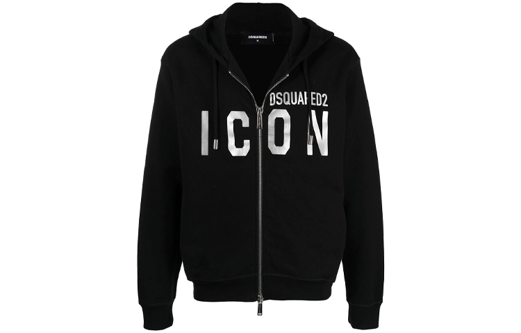 Dsquared2 Logo Print Zip-Up Sweatshirt Jacket Black S79HG0003S25042-971