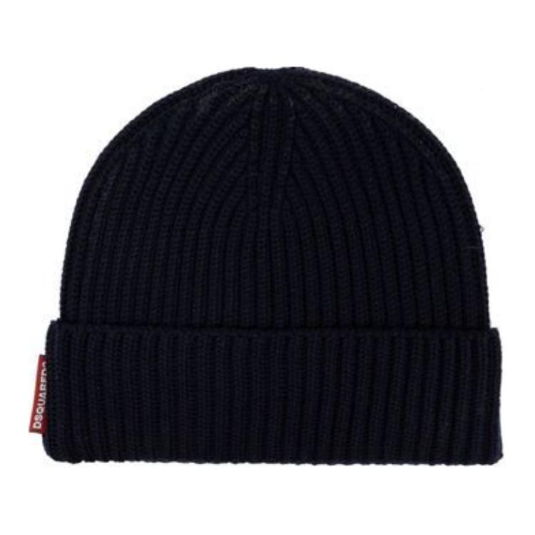 Lookbook DSQUARED2 Logo Wool Knit Beanie Hat  Black KNM006501W067573073