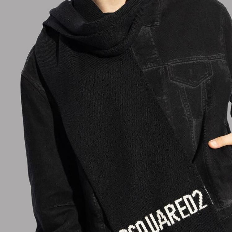 Shop Bufanda de Lana con Logo DSQUARED2 para Hombre Negra. KNM016401W04328
