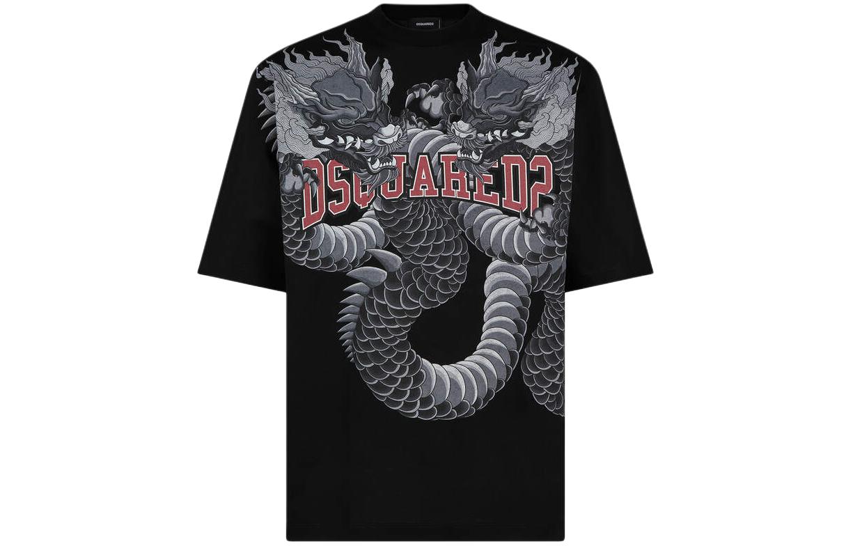 DSQUARED2 Loose Fit Graphic Print Crew Neck T-Shirt Black Mens S74GD1214S23009-900 圖 2