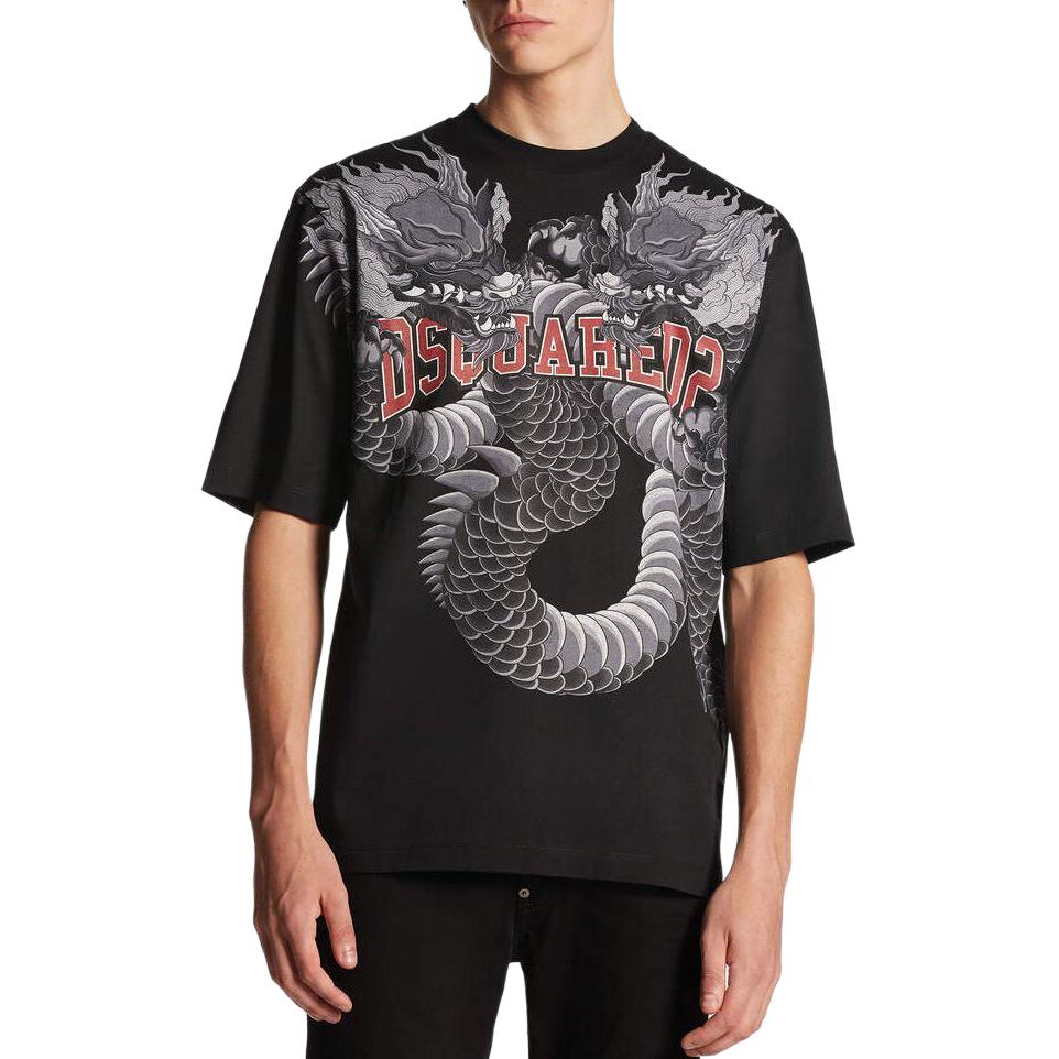 DSQUARED2 Loose Fit Graphic Print Crew Neck T-Shirt Black Mens S74GD1214S23009-900 圖 4