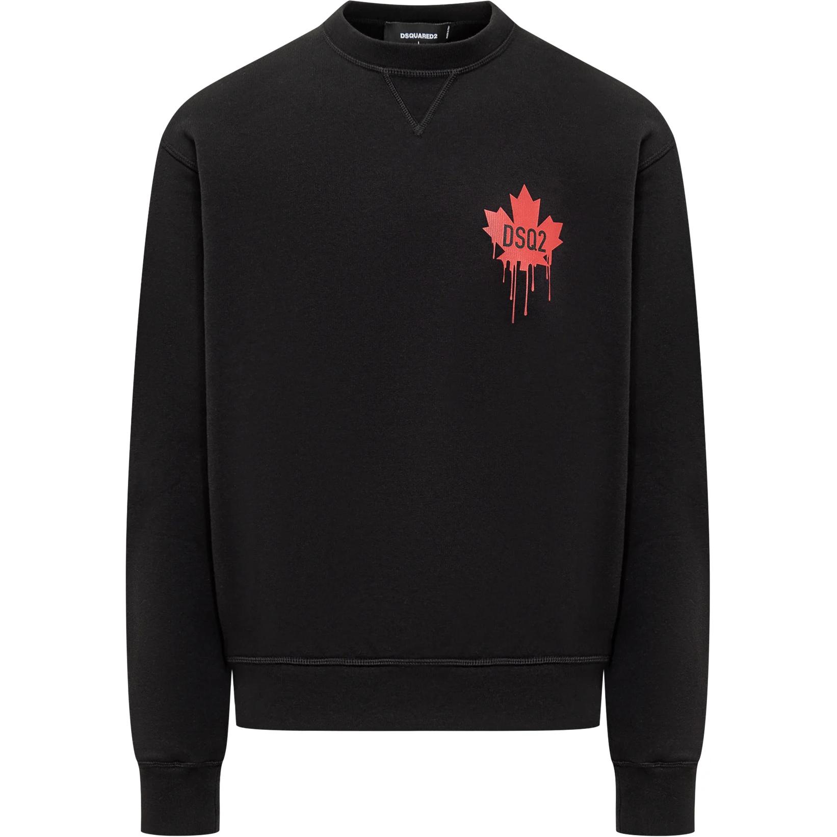 Dsquared2 Maple Leaf Crewneck Pullover Sweatshirt Black S74GU0811S25516-900