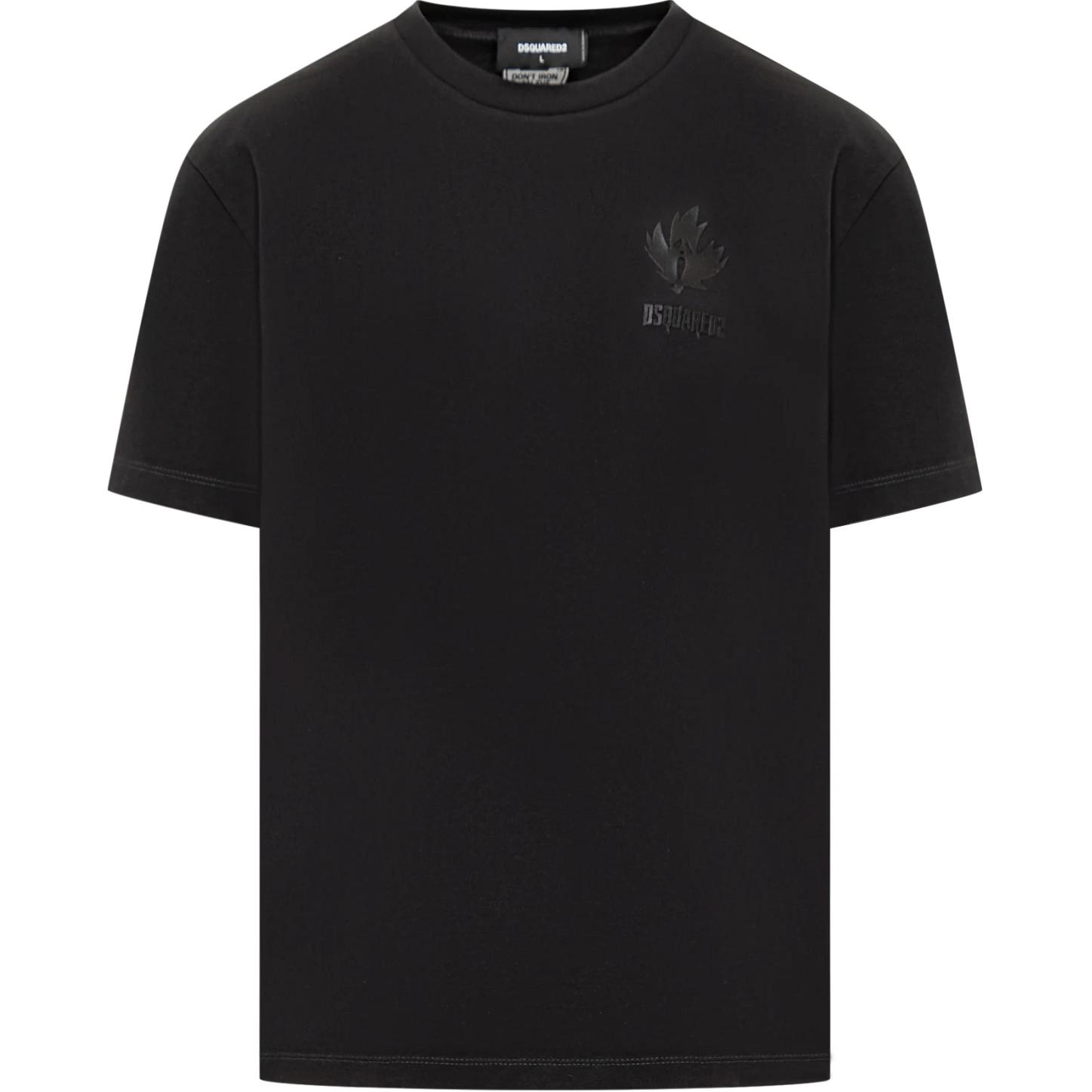 Order DSQUARED2 メープルリーフプリント クルーネック 半袖Tシャツ ブラック S74GD1302D20020-900