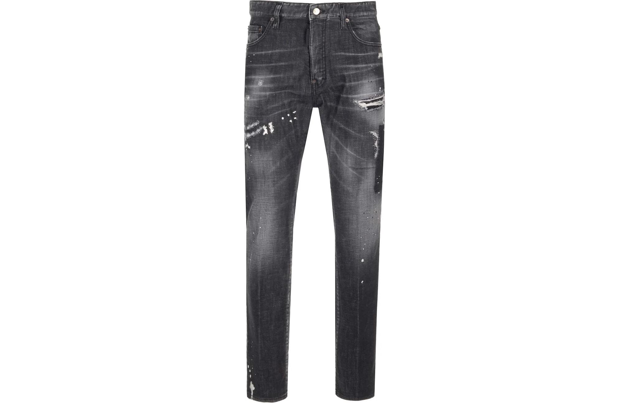 DSQUARED2 Mid-Rise Distressed Straight Black Jeans for Men. S74LB1450S30357-900 圖 2