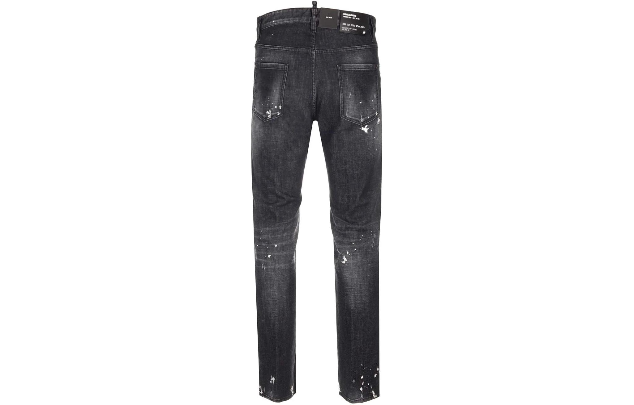 DSQUARED2 Mid-Rise Distressed Straight Black Jeans for Men. S74LB1450S30357-900 圖 3