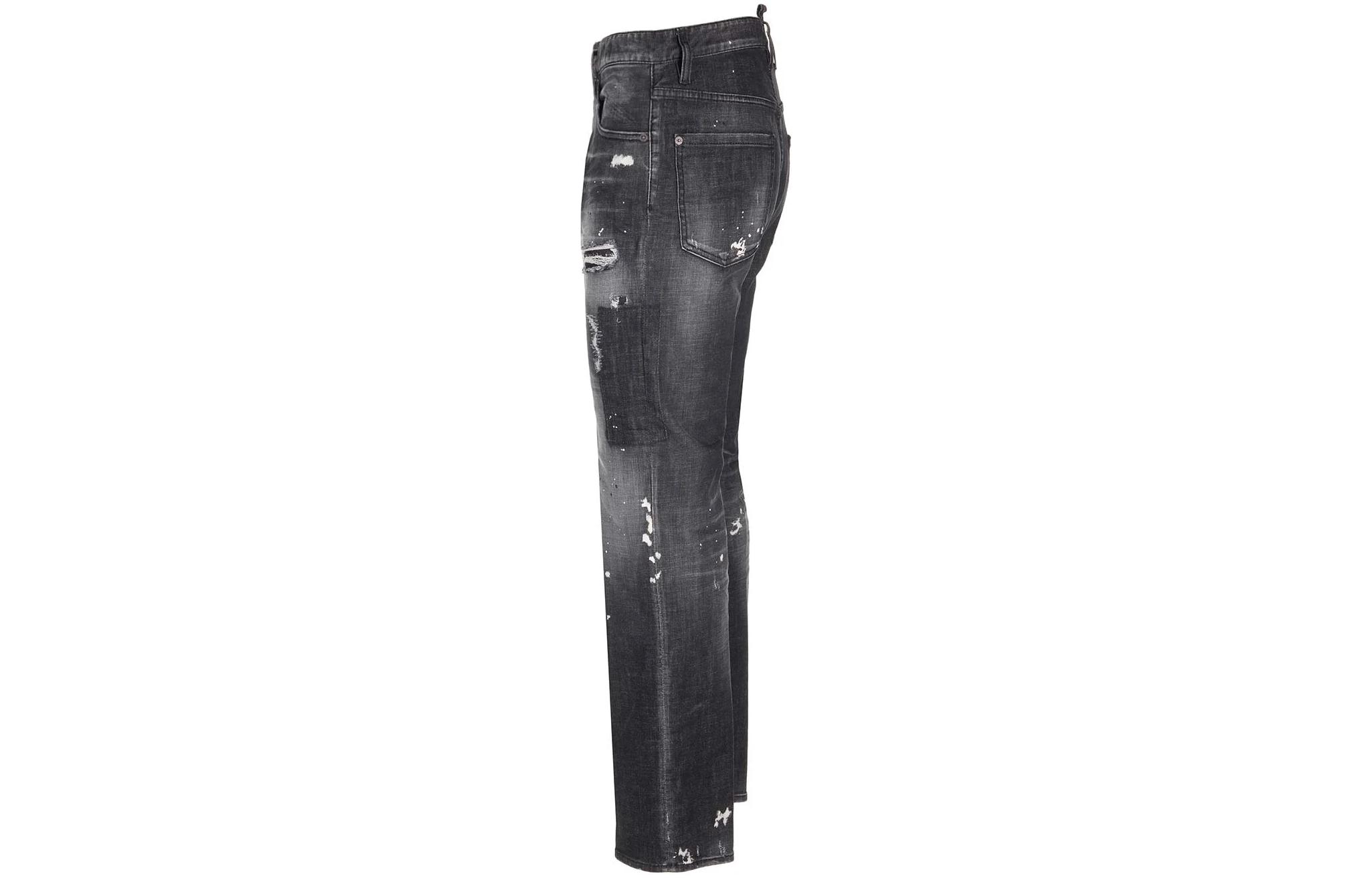 DSQUARED2 Mid-Rise Distressed Straight Black Jeans for Men. S74LB1450S30357-900 圖 4