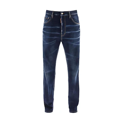 DSQUARED2 Mid-Rise Slim Fit Straight-Leg Jeans Blue Denim. S74LB1422S30342-470