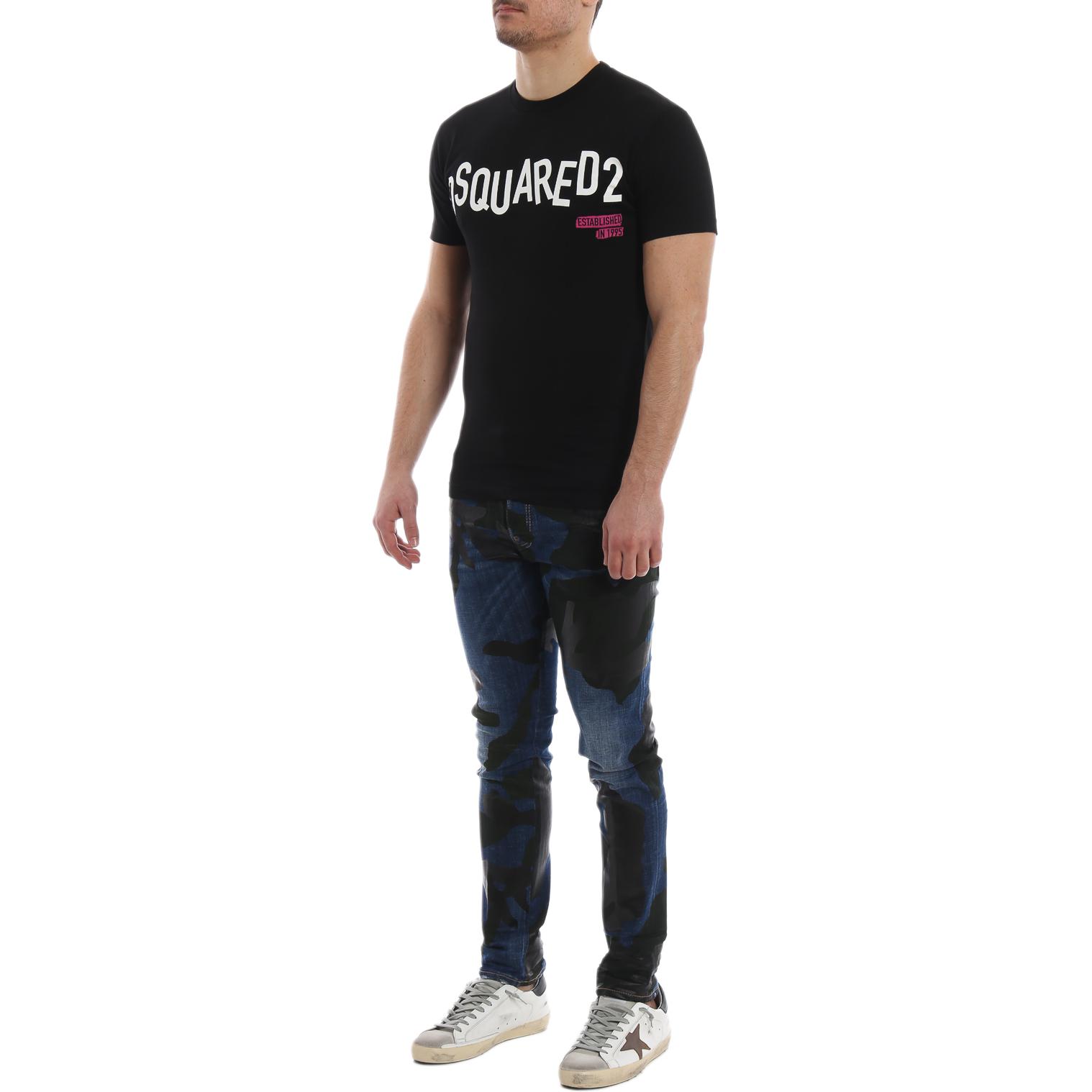 DSQUARED2 Mid-Rise Slim Straight Fit Graphic Print Washed Denim Jeans Men. S74LB0508S30342-470 圖 3