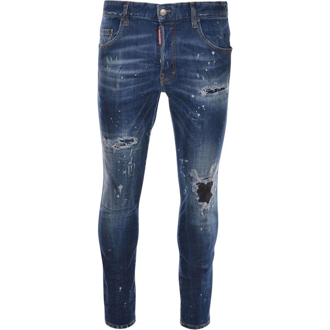 DSQUARED2 Mid-Rise Straight-Leg Distressed Denim Jeans Blue S71LB1275S30872470