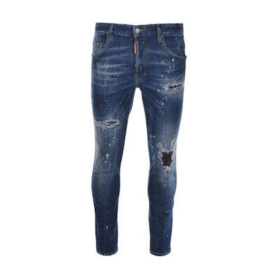 DSQUARED2 Mid-Rise Straight-Leg Distressed Denim Jeans Blue S71LB1275S30872470