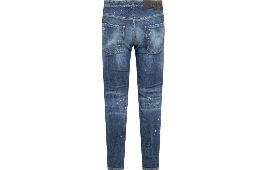 Lookbook DSQUARED2 中腰直筒破洞牛仔裤 蓝色 S71LB1275S30872470