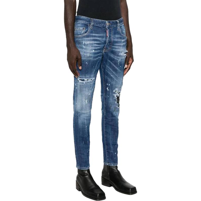 Purchase DSQUARED2 中腰直筒破洞牛仔裤 蓝色 S71LB1275S30872470