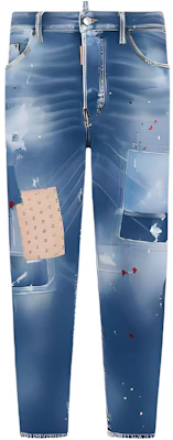 DSQUARED2 Navy Blue Straight-Leg Denim Jeans with Distressed Patches. S74LB1455S30663-470 Buy DSQUARED2 Navy Blue Straight-Leg Denim Jeans with Distressed Patches. S74LB1455S30663-470