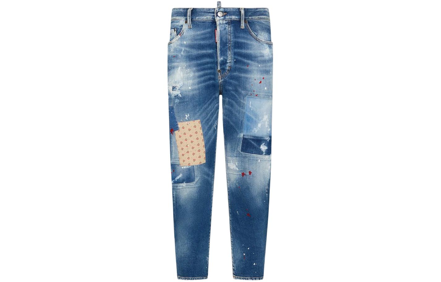 DSQUARED2 Navy Blue  Straight-Leg Denim Jeans with Distressed Patches. S74LB1455S30663-470 圖 2