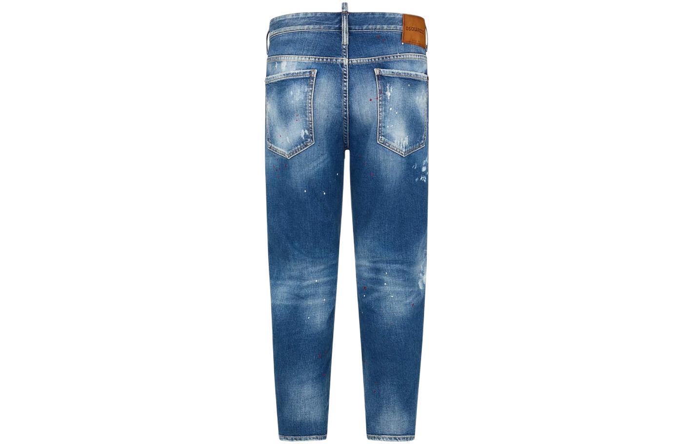 DSQUARED2 Navy Blue  Straight-Leg Denim Jeans with Distressed Patches. S74LB1455S30663-470 圖 3